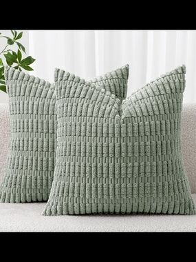 Soft Textured Sage Throw Pillow - Plush Decorative Accent
